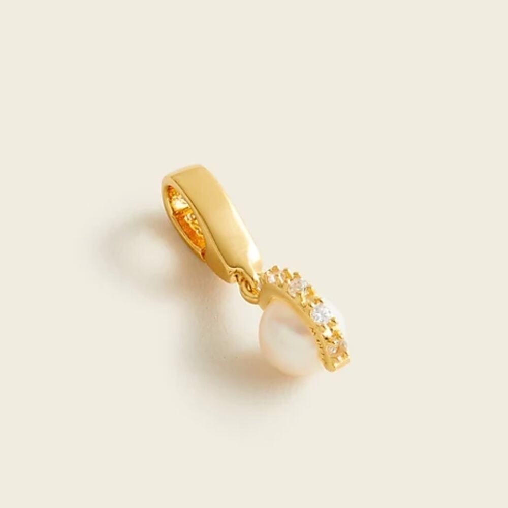 J. Crew Demi Fine 14K Gold Plated Sterling Silver Pave Pearl Charm NEW